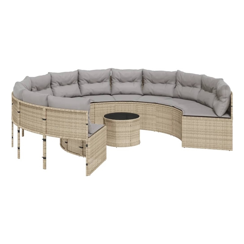 Afuera Living PE Rattan Large Patio Sofa With Removable Covers in Beige