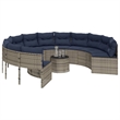 Afuera Living Contemporary Rattan Patio Sofa in Gray & Navy Blue