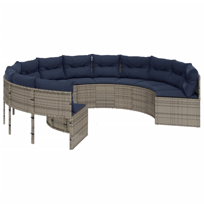 Afuera Living Contemporary Rattan Patio Sofa in Gray & Navy Blue