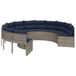 Afuera Living Contemporary Rattan Patio Sofa in Gray & Navy Blue