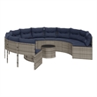 Afuera Living Contemporary Rattan Patio Sofa in Gray & Navy Blue
