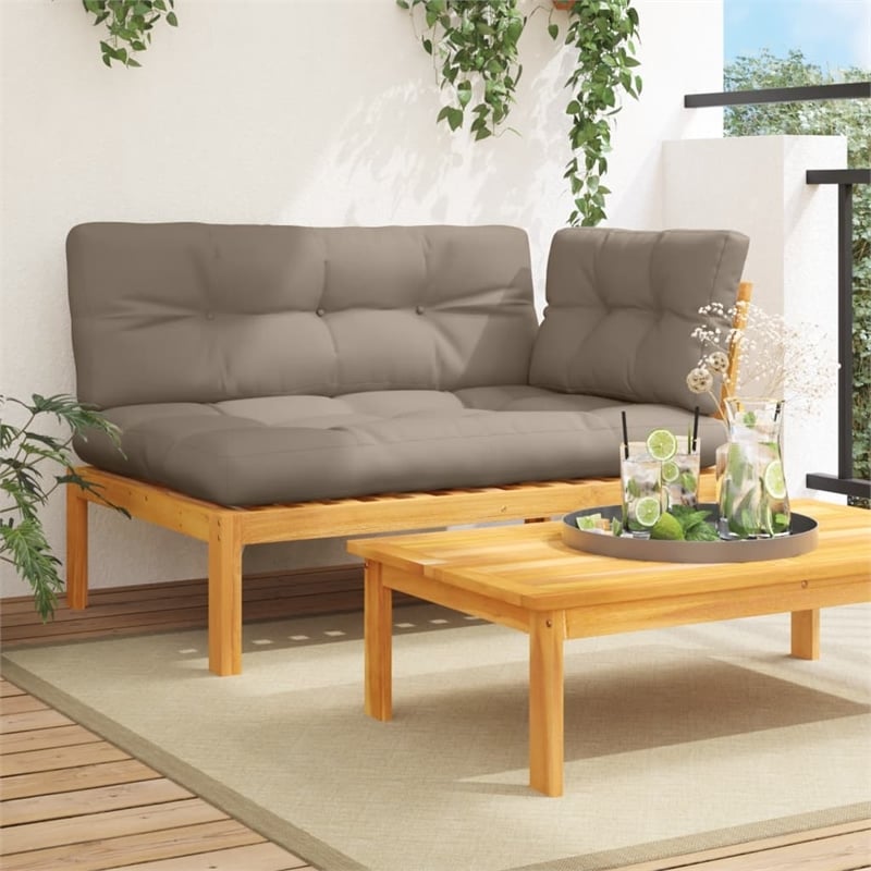 Afuera Living Solid Acacia Wood Medium Modular Patio Sofa in Natural Wood
