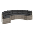 Afuera Living Contemporary Half-Round PE Rattan Large Patio Sofa in Gray