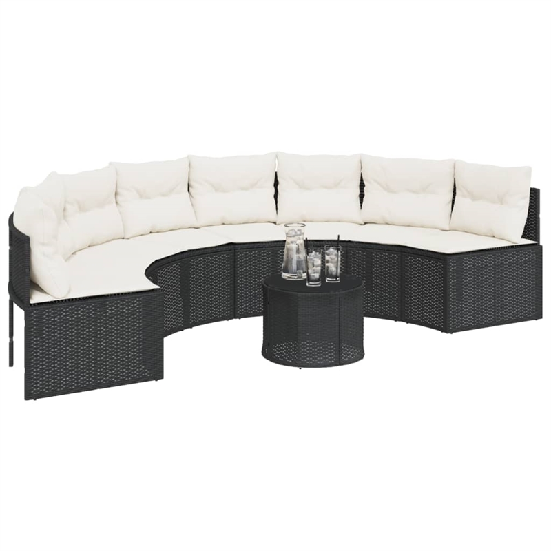Afuera Living UV-Resistant Large Poly Rattan Garden Sofa in Black