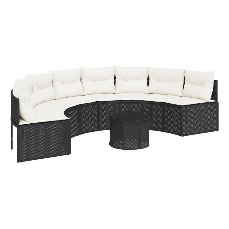 Afuera Living UV-Resistant Large Poly Rattan Garden Sofa in Black