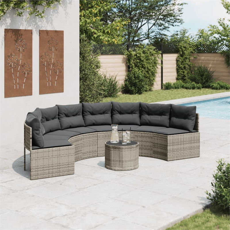 Afuera Living Contemporary Durable Poly Rattan Garden Sofa in Gray