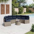 Afuera Living Contemporary Rattan Patio Sofa in Gray & Navy Blue