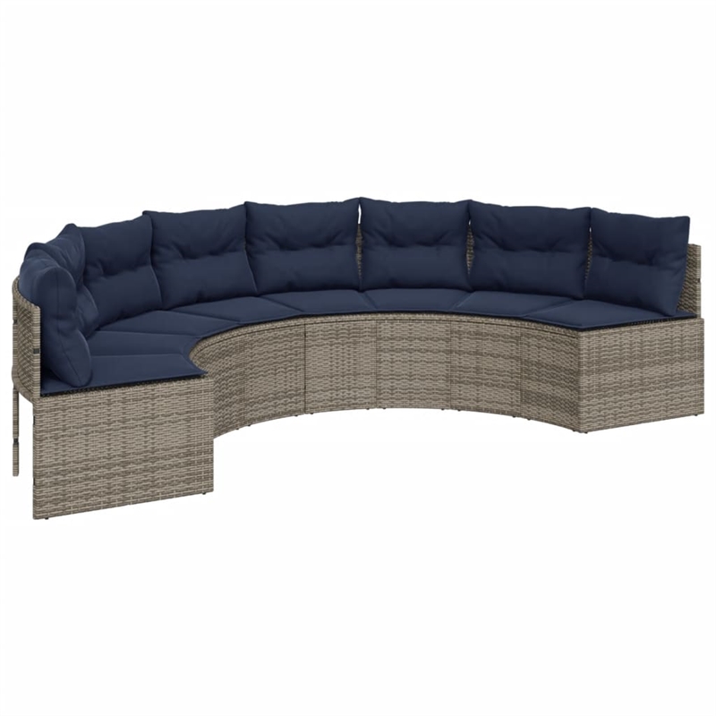 Afuera Living Contemporary Rattan Patio Sofa in Gray & Navy Blue