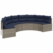 Afuera Living Contemporary Rattan Patio Sofa in Gray & Navy Blue