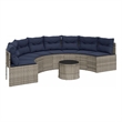 Afuera Living Contemporary Rattan Patio Sofa in Gray & Navy Blue