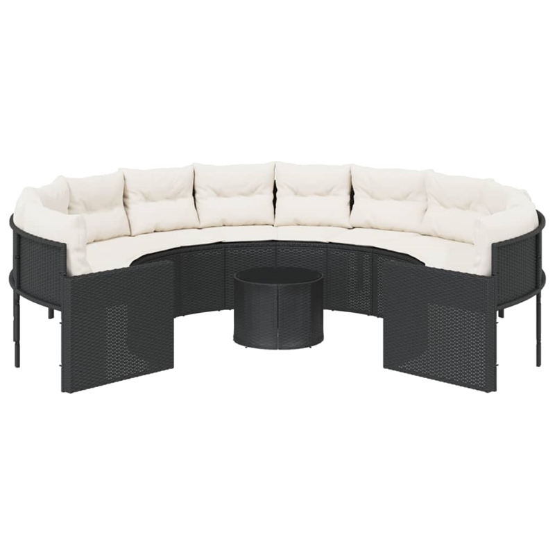 Afuera Living Poly Rattan Large Garden Sofa With Removable Covers in Black
