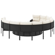 Afuera Living Poly Rattan Large Garden Sofa With Removable Covers in Black