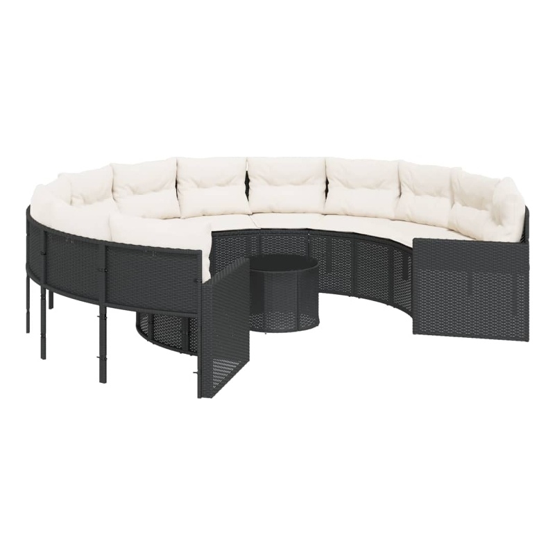 Afuera Living Poly Rattan Large Garden Sofa With Removable Covers in Black