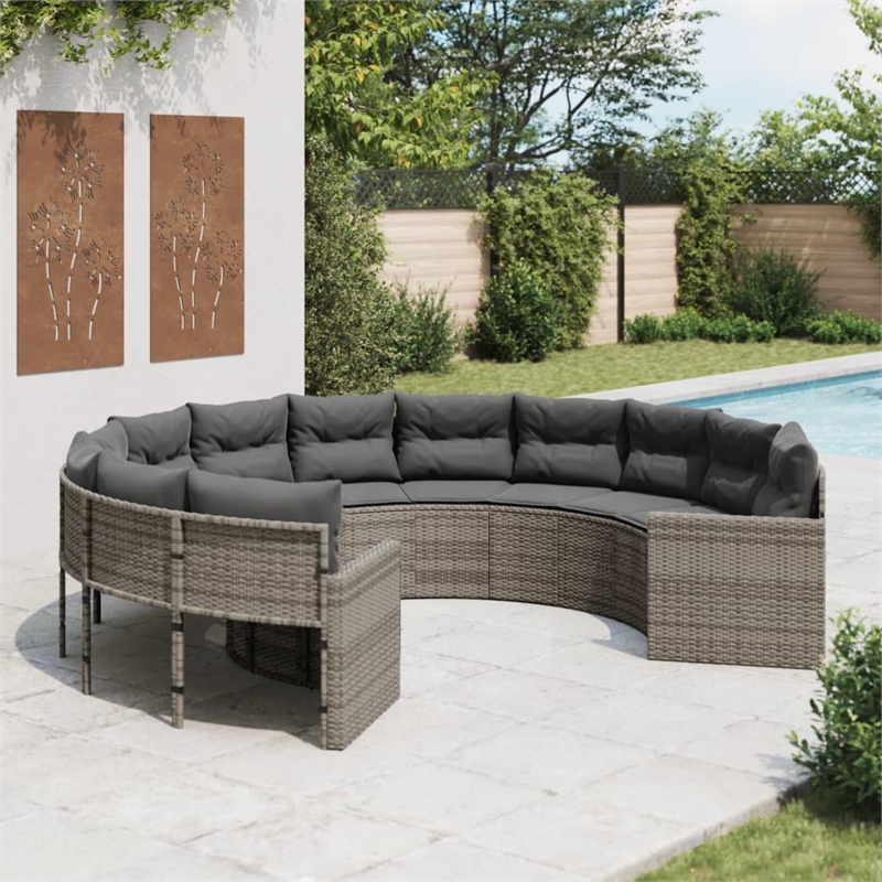Afuera Living Contemporary Synthetic Poly Rattan Patio Sofa in Gray