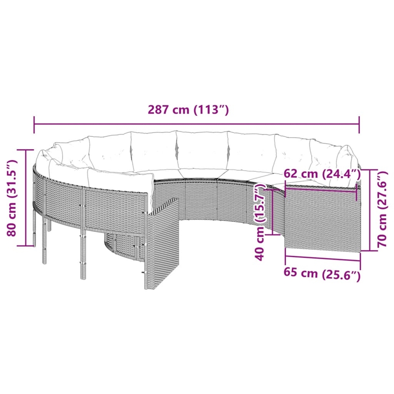 Afuera Living Contemporary Synthetic Poly Rattan Patio Sofa in Gray