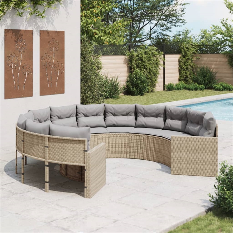 Afuera Living Contemporary Synthetic Poly Rattan Patio Sofa in Beige