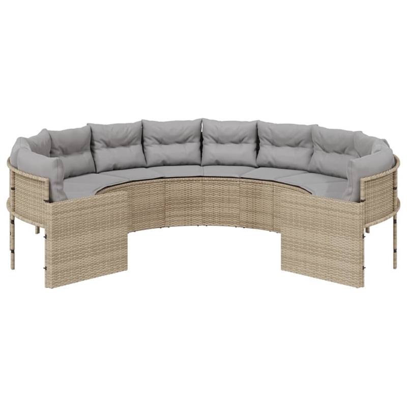 Afuera Living Contemporary Synthetic Poly Rattan Patio Sofa in Beige