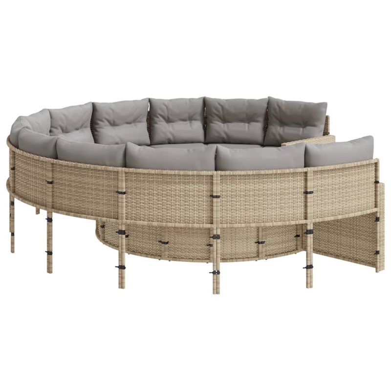 Afuera Living Contemporary Synthetic Poly Rattan Patio Sofa in Beige