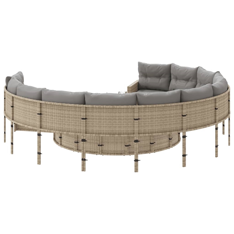 Afuera Living Contemporary Synthetic Poly Rattan Patio Sofa in Beige