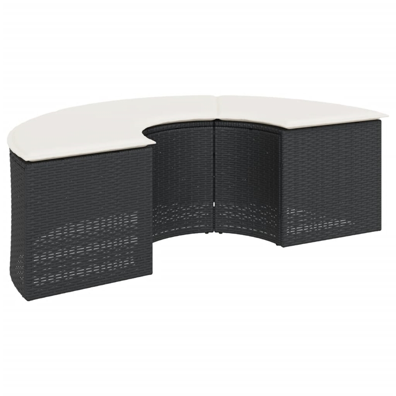 Afuera Living Contemporary Rattan Patio Sofa Set in Black & Cream