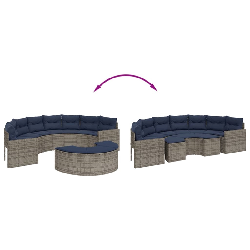 Afuera Living PE Rattan Large Patio Sofa Set in Gray With Removable Covers