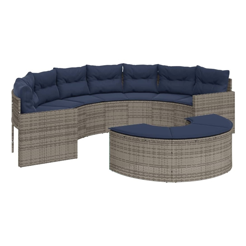 Afuera Living PE Rattan Large Patio Sofa Set in Gray With Removable Covers