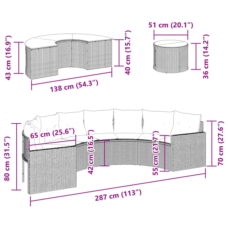 Afuera Living Contemporary Durable Rattan Garden Sofa Set in Gray
