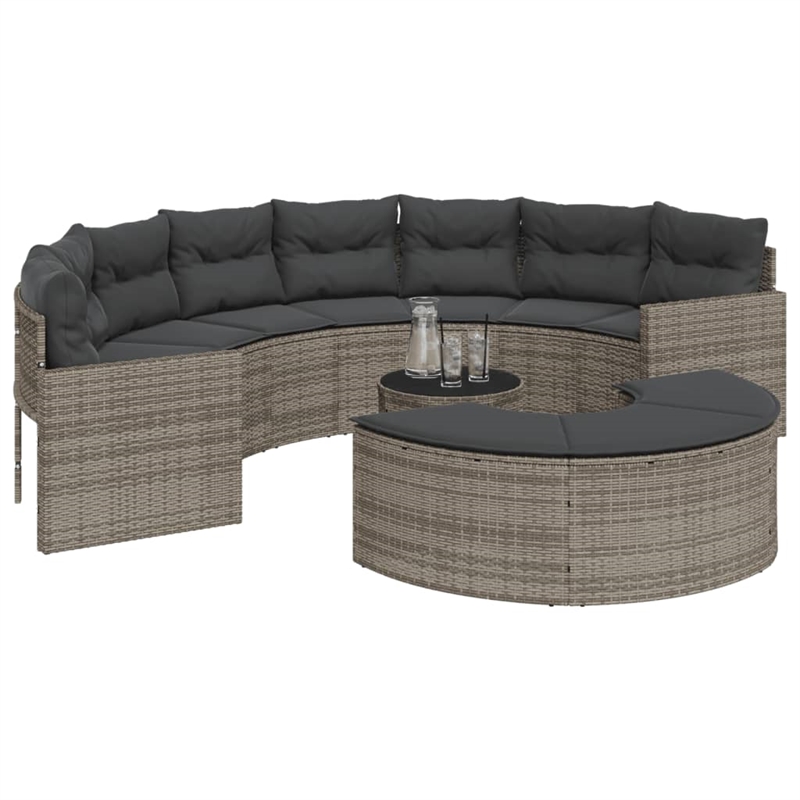 Afuera Living Contemporary Durable Rattan Garden Sofa Set in Gray