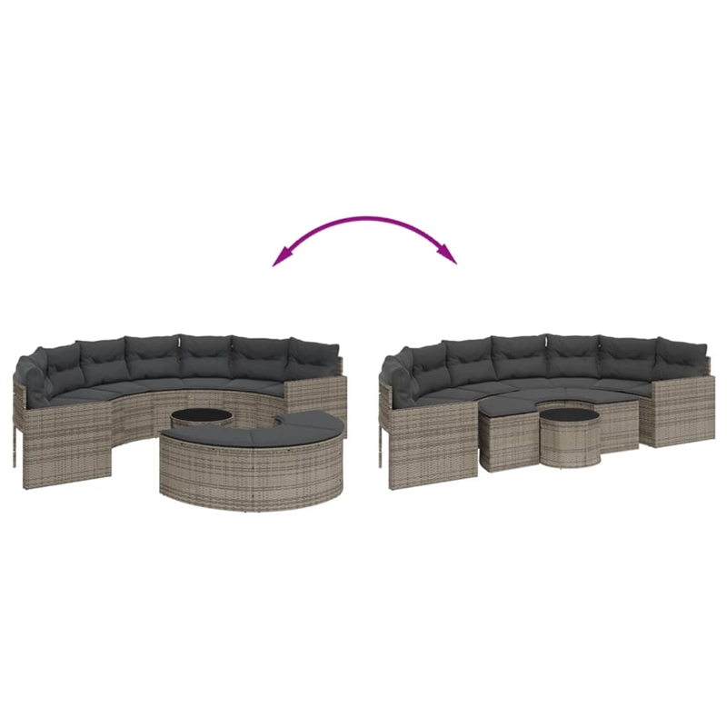 Afuera Living Contemporary Durable Rattan Garden Sofa Set in Gray