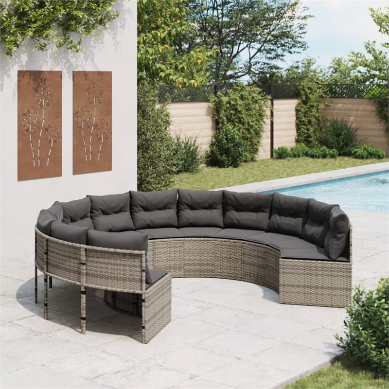 Afuera Living Contemporary Synthetic Poly Rattan Patio Sofa in Gray