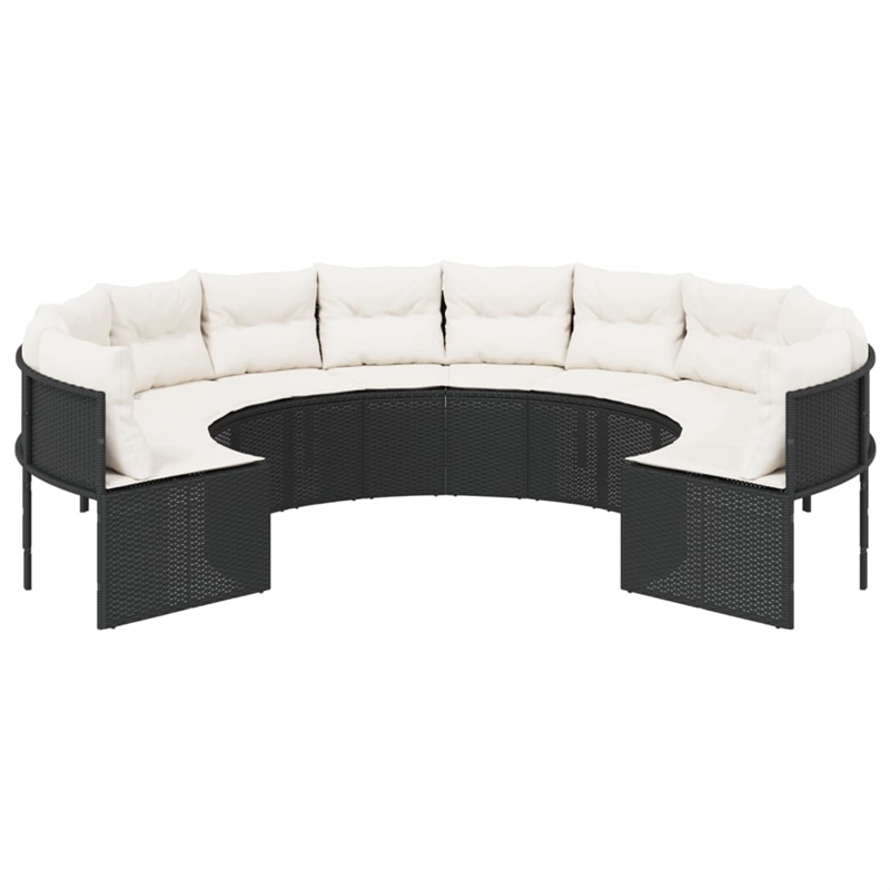 Afuera Living PE Rattan Large Patio Sofa With Steel Frame in Black