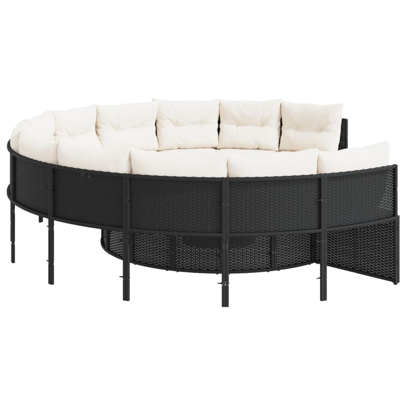 Afuera Living PE Rattan Large Patio Sofa With Steel Frame in Black