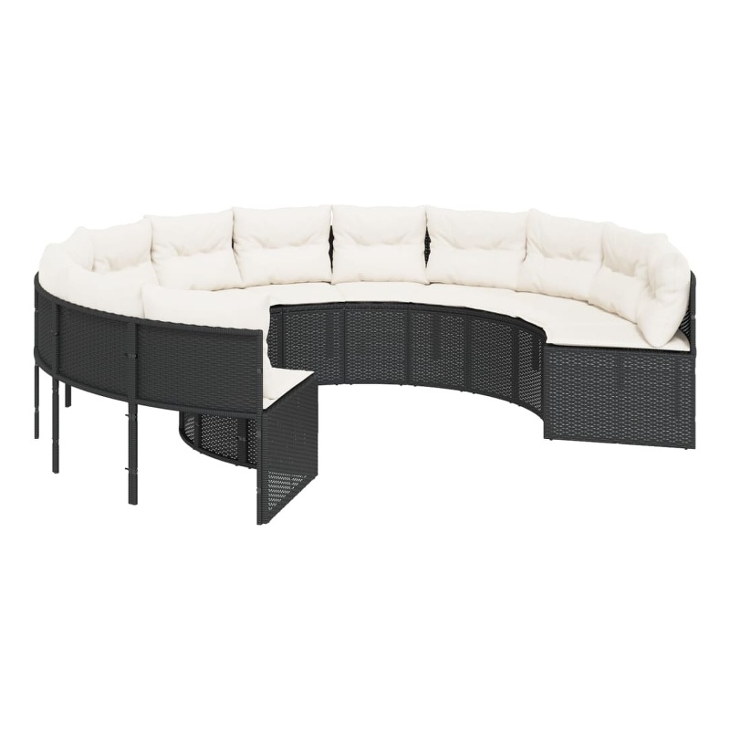 Afuera Living PE Rattan Large Patio Sofa With Steel Frame in Black