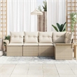 Afuera Living 5 Piece Poly Rattan Garden Sofa Set With Cushions in Cream