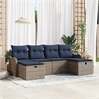 Afuera Living 6 Piece Gray Poly Rattan Sofa Set With Cushions in Navy