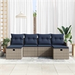 Afuera Living 6 Piece Gray Poly Rattan Sofa Set With Cushions in Navy
