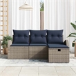 Afuera Living 4 Piece Gray Poly Rattan Sofa Set With Cushions in Navy