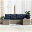 Afuera Living 6 Piece Gray Poly Rattan Sofa Set With Cushions in Navy