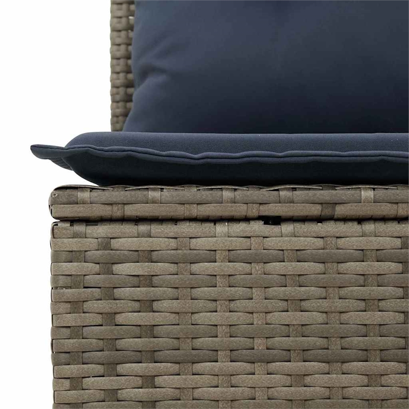 Afuera Living Gray Poly Rattan Sofa Set With Cushions And Storage in Navy