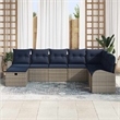 Afuera Living 8 Piece Gray Poly Rattan Sofa Set With Cushions in Navy
