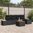 Afuera Living 6 Piece Black Poly Rattan Garden Sofa Set With Cushions