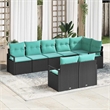 Afuera Living 8 Piece Black & Turquoise Poly Rattan Garden Sofa Set