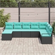 Afuera Living 8 Piece Black Poly Rattan Sofa Set With Cushions in Turquoise