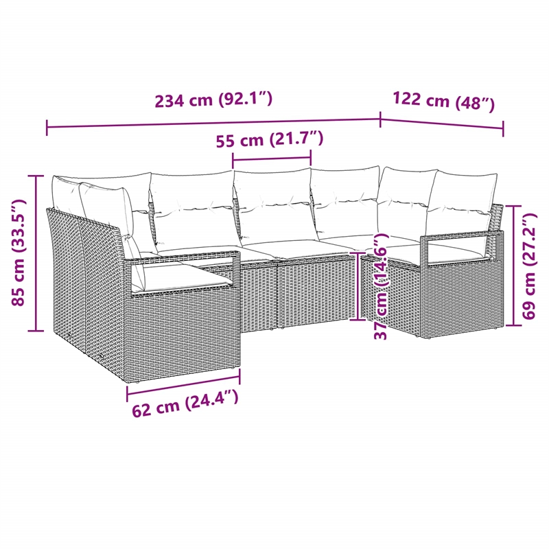 Afuera Living 6 Piece Black & Turquoise Poly Rattan Garden Sofa Set