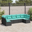 Afuera Living 7 Piece Black & Turquoise Poly Rattan Garden Sofa Set