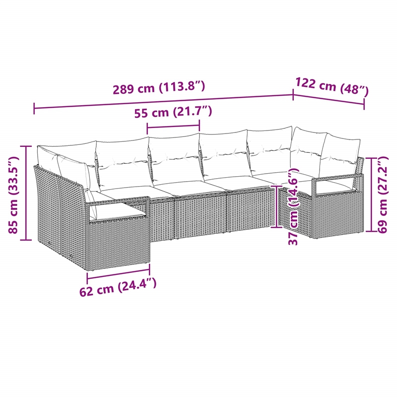 Afuera Living 7 Piece Black & Turquoise Poly Rattan Garden Sofa Set