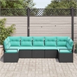 Afuera Living 7 Piece Black & Turquoise Poly Rattan Garden Sofa Set