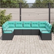Afuera Living 9 Piece Black & Turquoise Poly Rattan Garden Sofa Set