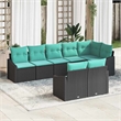Afuera Living 8 Piece Black & Turquoise Poly Rattan Garden Sofa Set