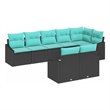 Afuera Living 8 Piece Black & Turquoise Poly Rattan Garden Sofa Set